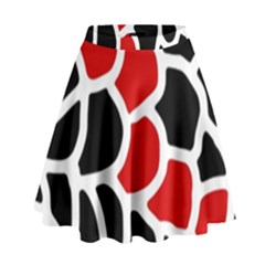 Red, Black And White Abstraction High Waist Skirt by Valentinaart