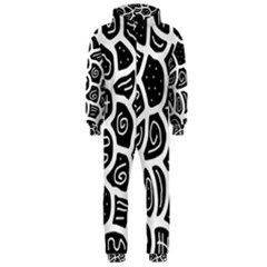 Black And White Playful Design Hooded Jumpsuit (men)  by Valentinaart