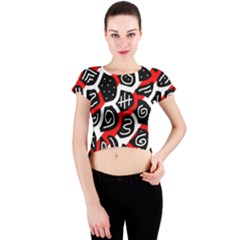 Red Playful Design Crew Neck Crop Top by Valentinaart