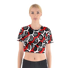 Red Playful Design Cotton Crop Top by Valentinaart