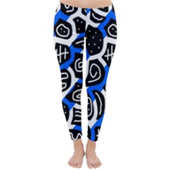 Blue Playful Design Winter Leggings  by Valentinaart