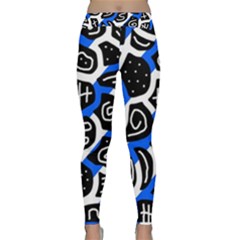 Blue Playful Design Yoga Leggings  by Valentinaart