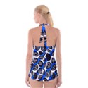 Blue playful design Boyleg Halter Swimsuit  View2