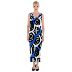 Blue Playful Design Fitted Maxi Dress by Valentinaart