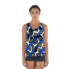 Blue Playful Design Women s Sport Tank Top  by Valentinaart