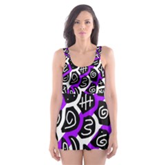 Purple Playful Design Skater Dress Swimsuit by Valentinaart