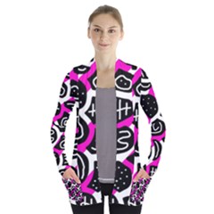 Magenta Playful Design Women s Open Front Pockets Cardigan(p194) by Valentinaart