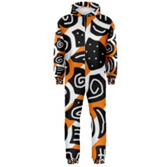 Orange Playful Design Hooded Jumpsuit (men)  by Valentinaart