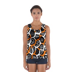 Orange Playful Design Women s Sport Tank Top  by Valentinaart