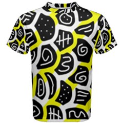 Yellow Playful Design Men s Cotton Tee by Valentinaart