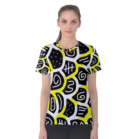 Yellow Playful Design Women s Cotton Tee by Valentinaart