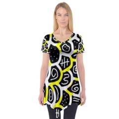 Yellow Playful Design Short Sleeve Tunic  by Valentinaart