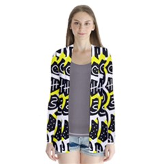 Yellow Playful Design Drape Collar Cardigan by Valentinaart