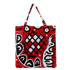 Red High Art Abstraction Grocery Tote Bag by Valentinaart