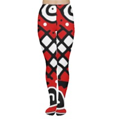 Red High Art Abstraction Women s Tights by Valentinaart