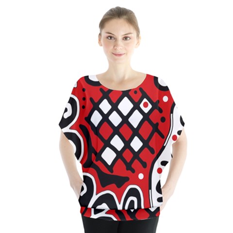 Red High Art Abstraction Blouse by Valentinaart