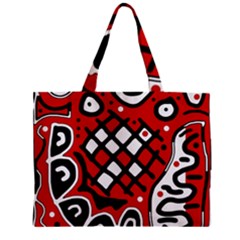 Red High Art Abstraction Zipper Mini Tote Bag by Valentinaart