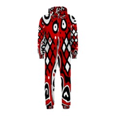 Red High Art Abstraction Hooded Jumpsuit (kids) by Valentinaart