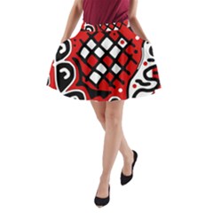 Red High Art Abstraction A-line Pocket Skirt by Valentinaart