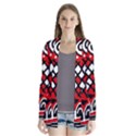 Red high art abstraction Drape Collar Cardigan View1