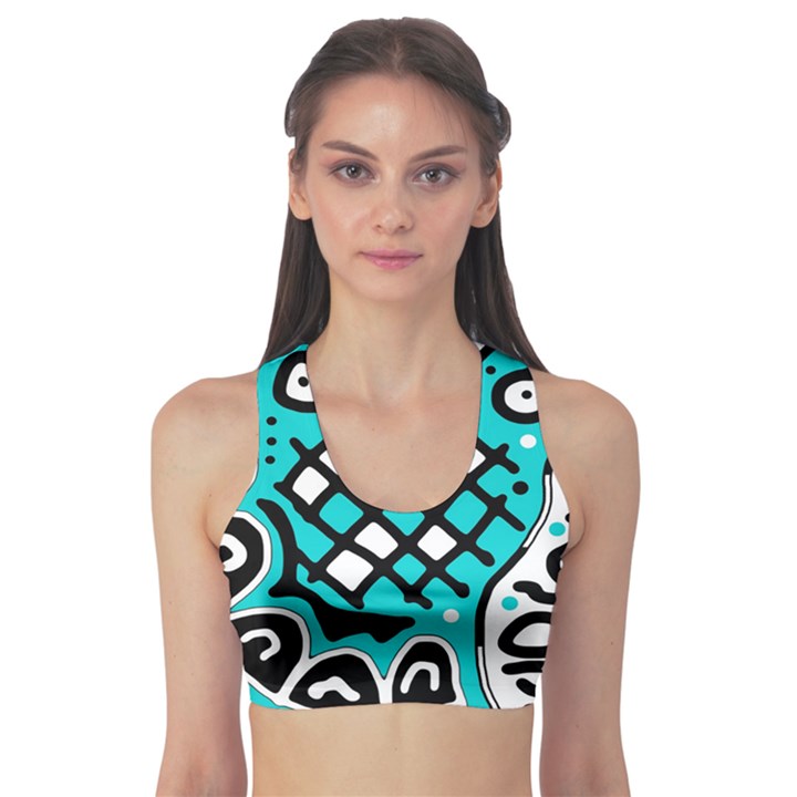 Cyan high art abstraction Sports Bra