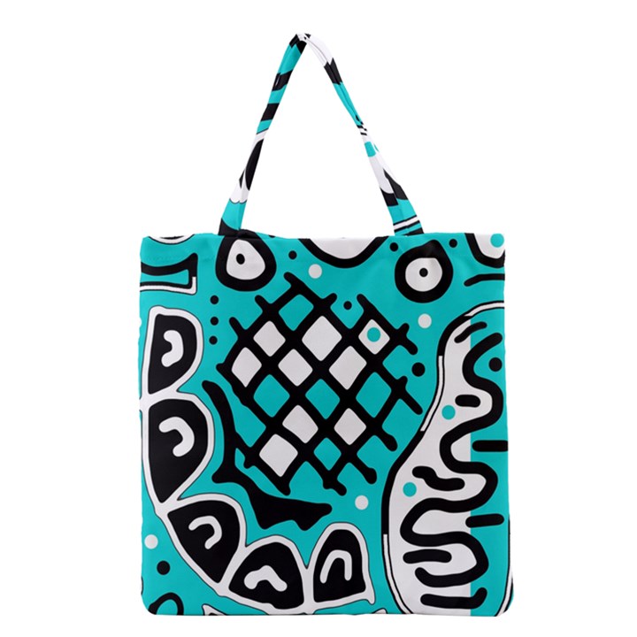 Cyan high art abstraction Grocery Tote Bag