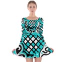 Cyan high art abstraction Long Sleeve Skater Dress View1