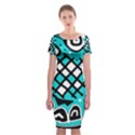 Cyan high art abstraction Classic Short Sleeve Midi Dress View1