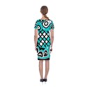 Cyan high art abstraction Classic Short Sleeve Midi Dress View2