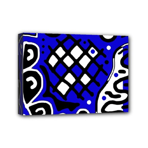 Blue High Art Abstraction Mini Canvas 7  X 5 