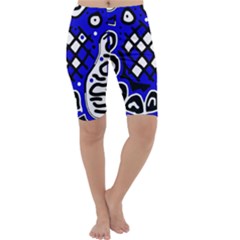 Blue High Art Abstraction Cropped Leggings 