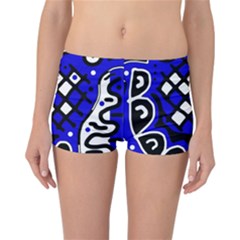 Blue High Art Abstraction Reversible Boyleg Bikini Bottoms