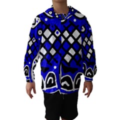 Blue High Art Abstraction Hooded Wind Breaker (kids) by Valentinaart