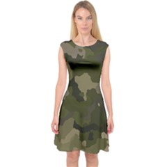 Huntress Camouflage Capsleeve Midi Dress