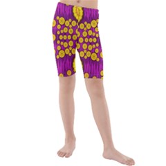  Orange Tree As Pop Art Kid s Mid Length Swim Shorts