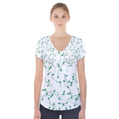 Nature Pattern Short Sleeve Front Detail Top