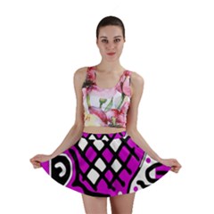 Magenta High Art Abstraction Mini Skirt by Valentinaart