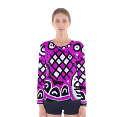 Magenta High Art Abstraction Women s Long Sleeve Tee