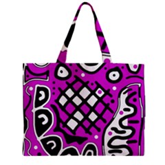 Magenta High Art Abstraction Zipper Mini Tote Bag by Valentinaart