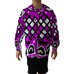 Magenta High Art Abstraction Hooded Wind Breaker (kids) by Valentinaart