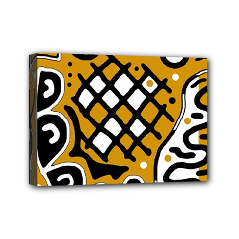 Yellow High Art Abstraction Mini Canvas 7  X 5 