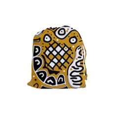 Yellow High Art Abstraction Drawstring Pouches (medium) 