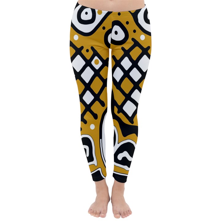 Yellow high art abstraction Winter Leggings 