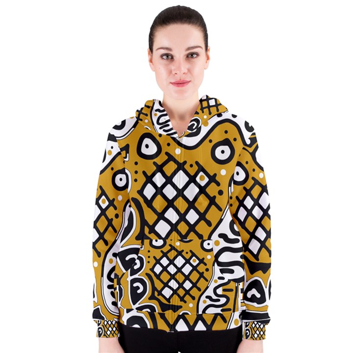 Yellow high art abstraction Women s Zipper Hoodie