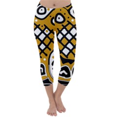 Yellow High Art Abstraction Capri Winter Leggings 