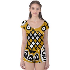 Yellow High Art Abstraction Boyleg Leotard 