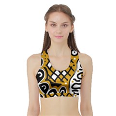 Yellow High Art Abstraction Sports Bra With Border