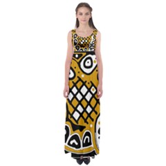 Yellow High Art Abstraction Empire Waist Maxi Dress by Valentinaart