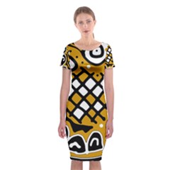 Yellow High Art Abstraction Classic Short Sleeve Midi Dress by Valentinaart