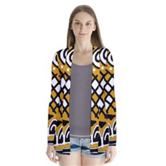 Yellow High Art Abstraction Drape Collar Cardigan by Valentinaart